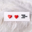 Red Heart Stud Earrings: Handmade Polymer Clay, Valentines Gift