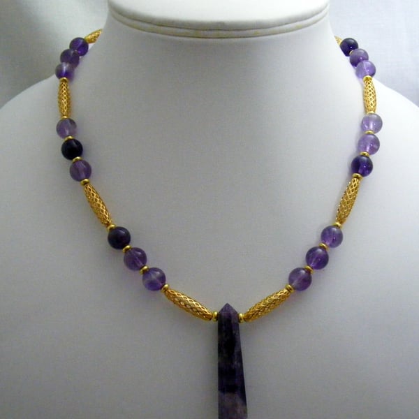 Amethyst and Gold Necklace