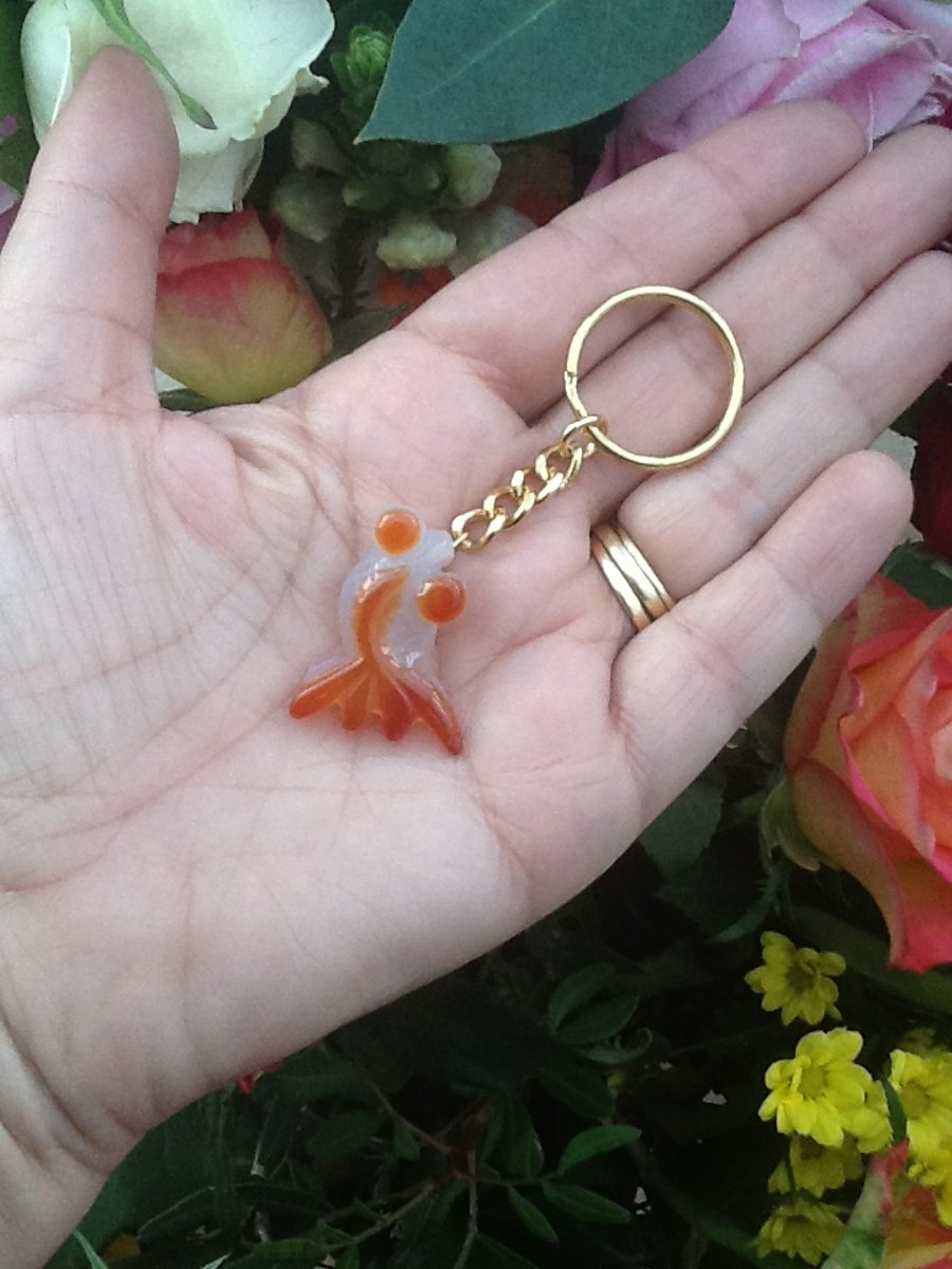 Orange and White Agate Dragon Eyed Gemstone Keyring or Handbag Charm!