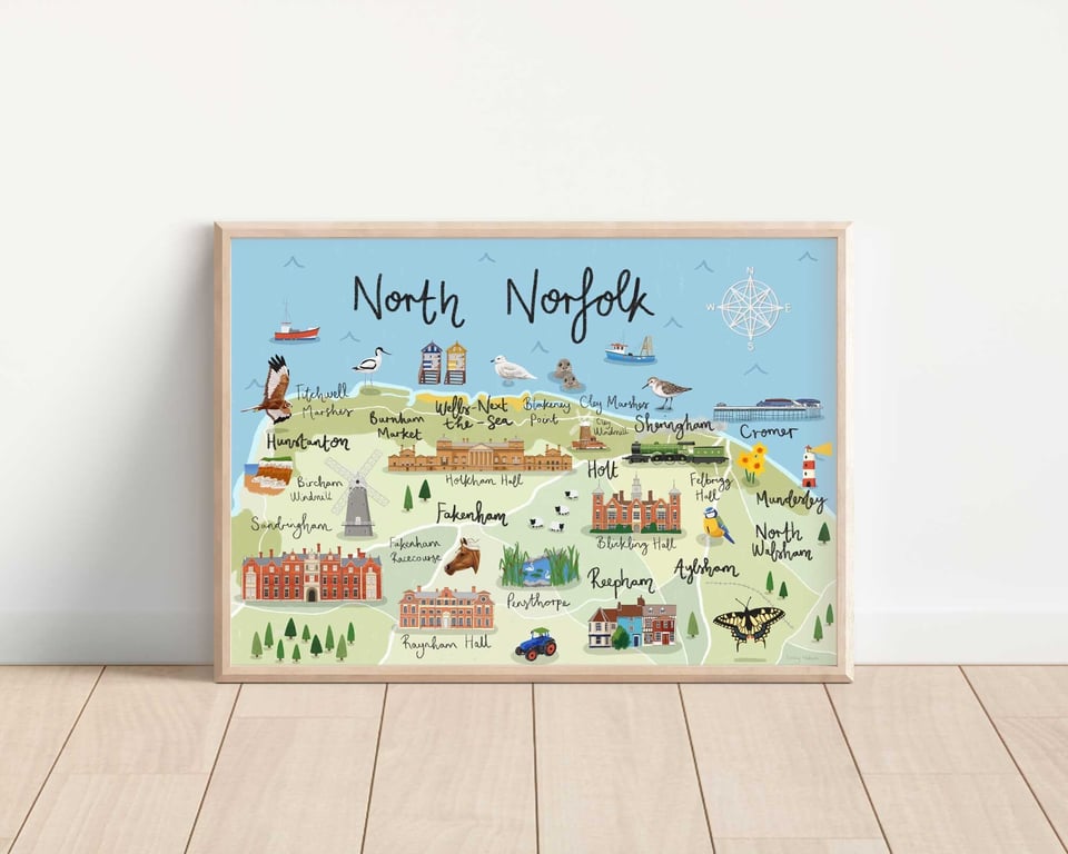 North Norfolk Illustrated Map Art Print