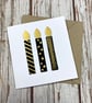 Personalised Candles Birthday Card. Handmade Greetings Card Gold & Black - Image 1