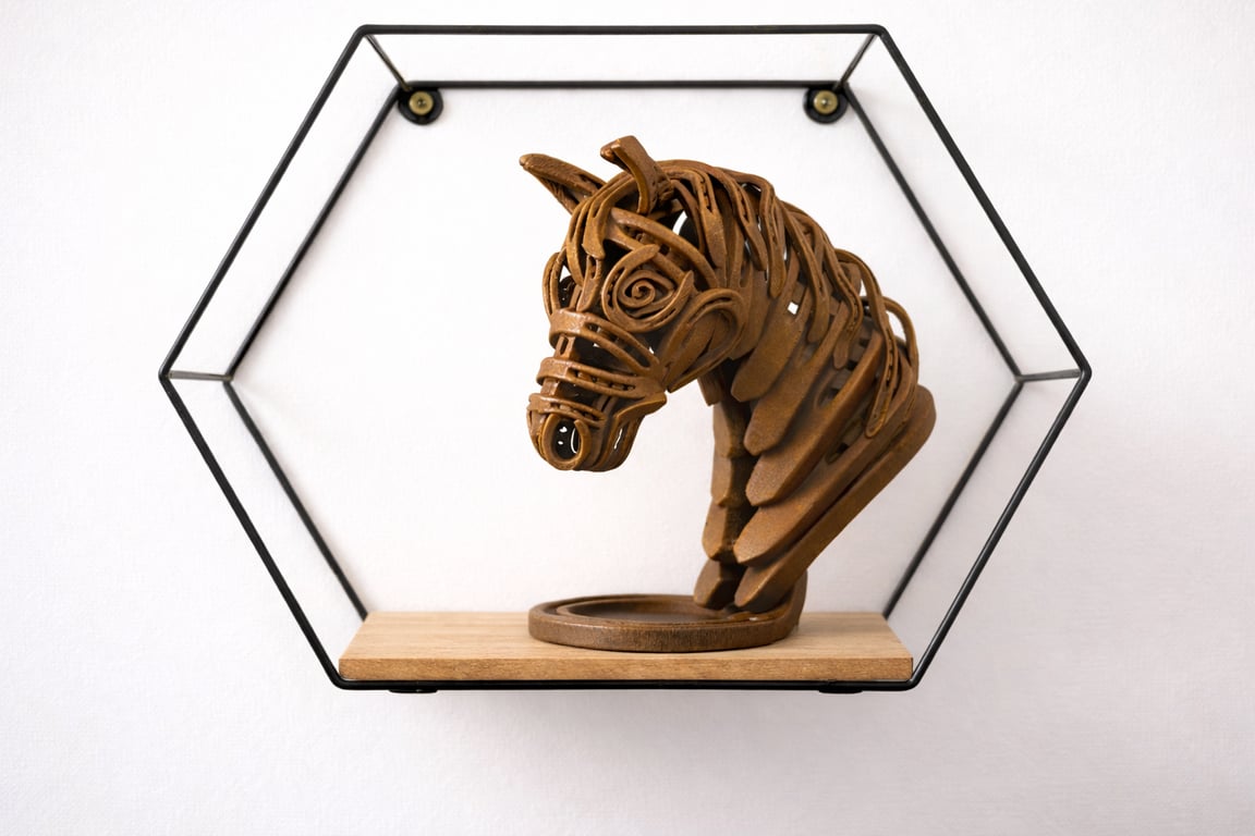 Handmade Geometric Horse Head Sculpture
