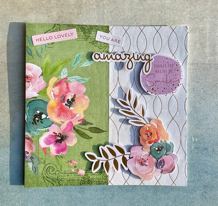 Blank Card for Special Occasion. Floral Greetings Card.