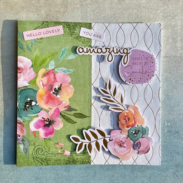 Card. A decoupage floral card perfect for any occasion.