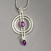 Amethyst and Silver Circles pendant