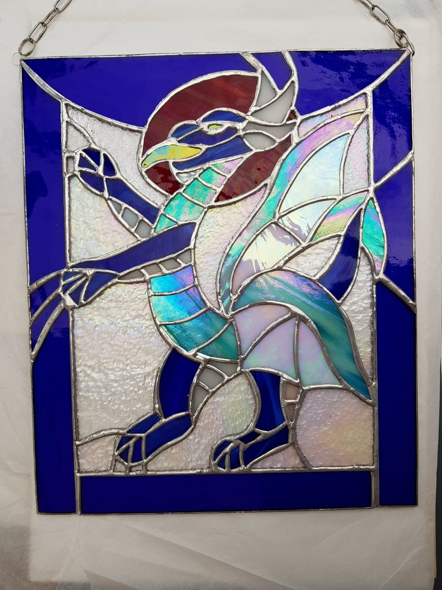 480 Stained Glass Large Dragon - handmade hanging decoration