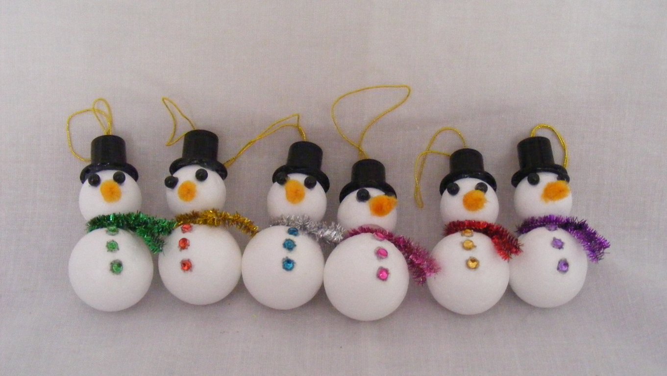 Handmade Snowmen Christmas Tree Decorations Set of 6