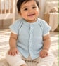 HandKnitted Baby Short Sleeve Cardigan Vest with Eyelet Detail–Light Blue(9-12m) - Image 2