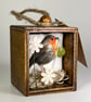 Birthstone Personalised Keepsake Gift in Wooden Box. Robin Textile Art