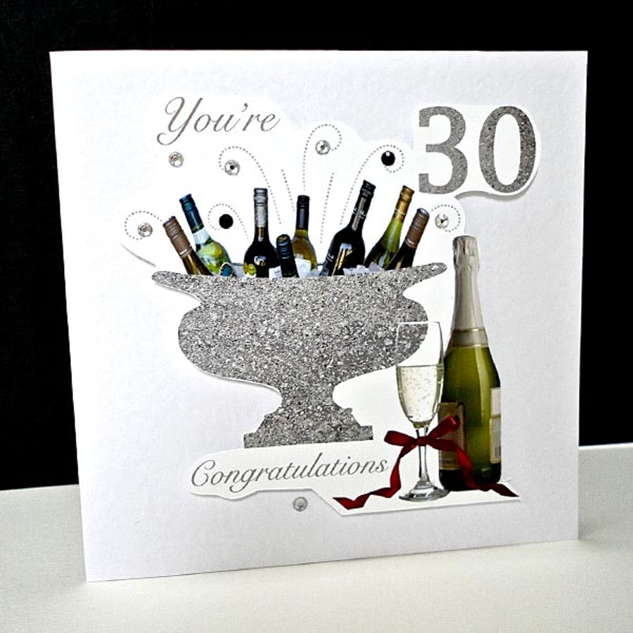 Happy 30th Birthday Celebration Bottles Handmade Card