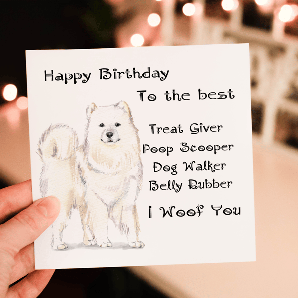 Samoyed Dog Birthday Card, Dog Birthday Card, Personalized