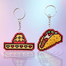 Taco and Sombrero Matching Handmade Keyring Accessories 