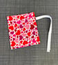 Red, Pink Hearts Fabric Drawstring Gift Bag: Reusable XS Present Wrap.