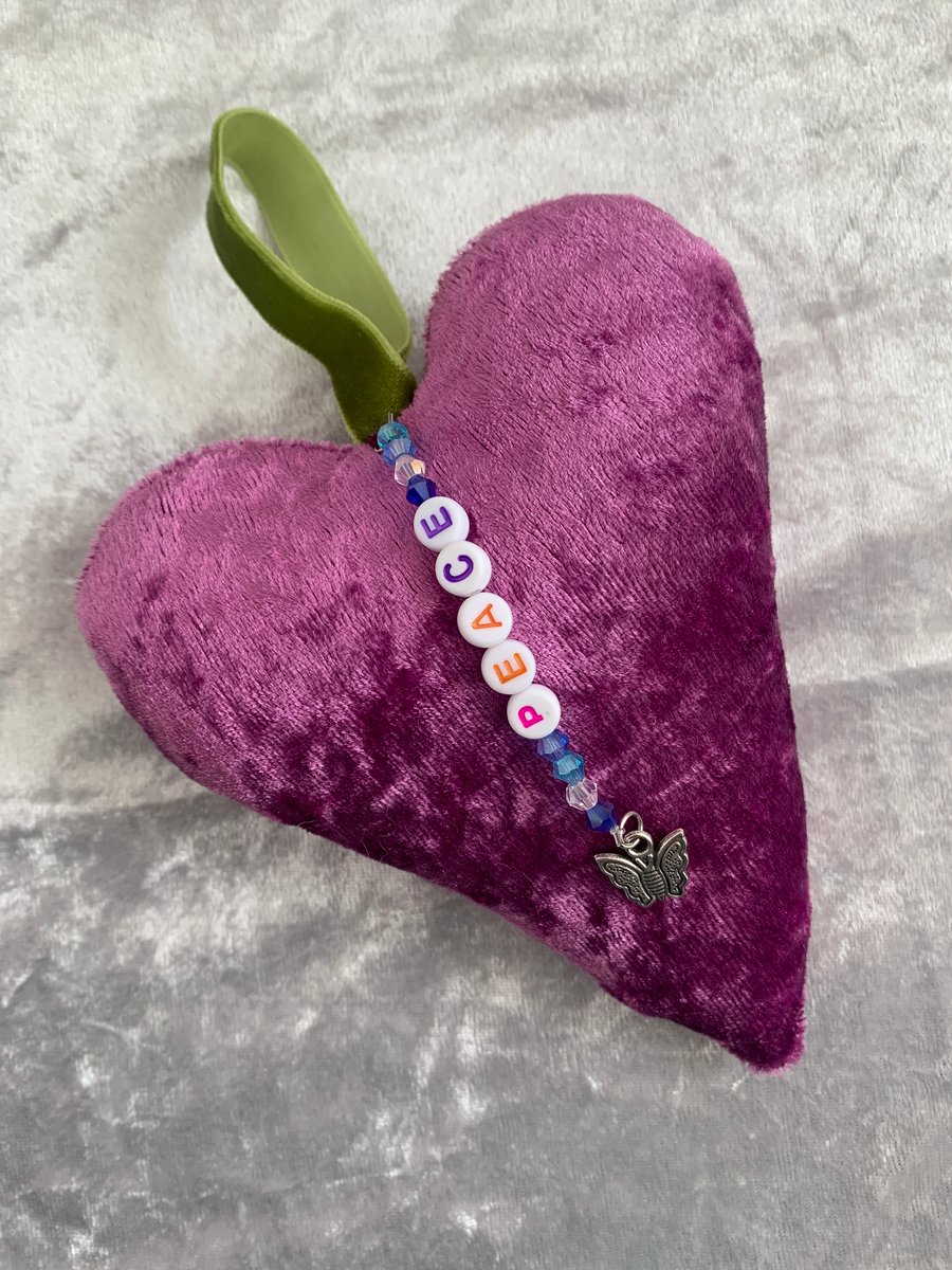 Crushed Velvet Hanging Heart