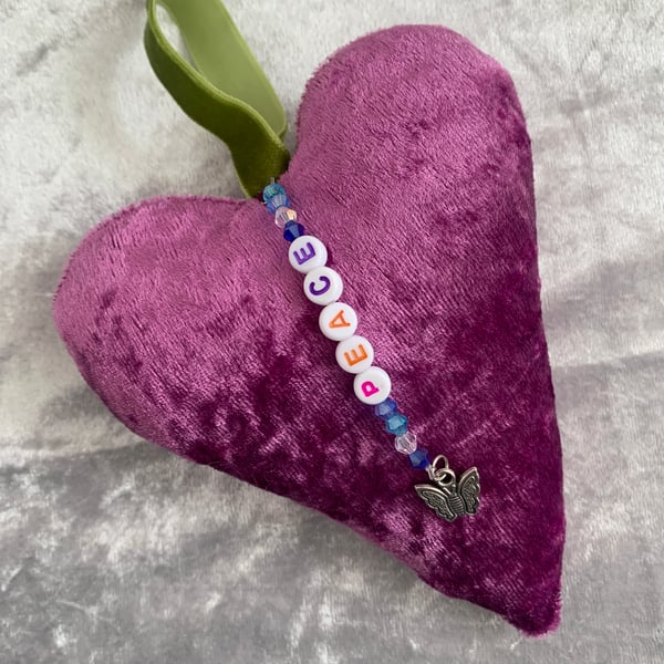 Crushed Velvet Hanging Heart