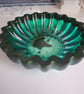 Handmade Emerald Green Resin Lotus Bowl – Scalloped Fluted Trinket Dish