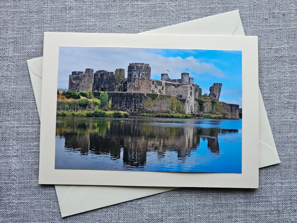 Welsh Castle Large Blank Photographic Card Size 7" x 5" (18cm x 12.5cm)