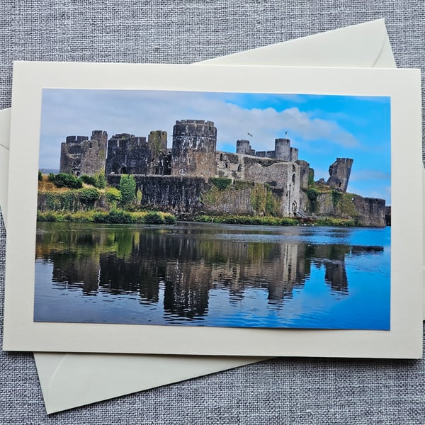 Welsh Castle Large Blank Photographic Card Size 7" x 5" (18cm x 12.5cm)