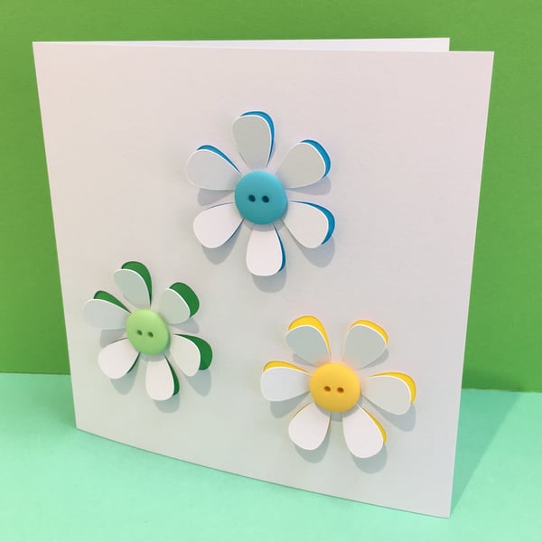 Button Flowers Card with Hand Cut Petals