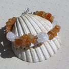Aventurine & Crackled Clear Quartz Crystal Gemstone Bracelet