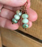 Sage & Mint Green Czech Glass Bead Earrings. Wirework Earrings in Antiqued Brass - Image 6