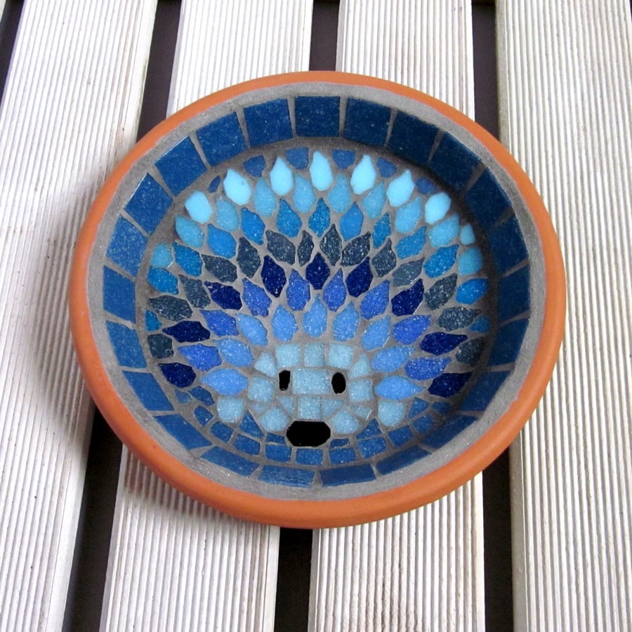Moonlight Hedgehog Mosaic Garden Water Dish 19cm
