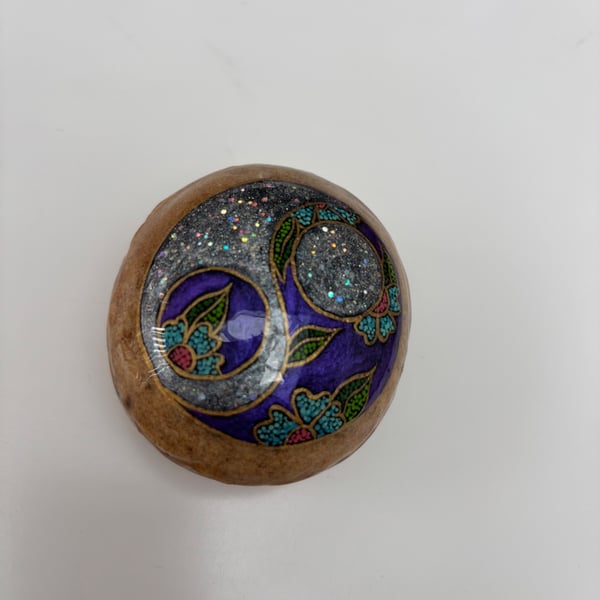 Hand painted yin yang rock.