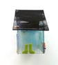 Garden shed tea light cover, fused glass candle cover, anniversary gift.  - Image 7