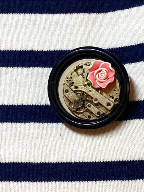 Upcycled Steampunk Antique Watch Movement Brooch Pin - Statement Brooch 