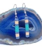 Peyote Tube Earrings In Blue, Cream And Green - Image 4