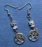 Lazy Daisy Tree of Life Dangle Earrings With Rose Quartz - Silver Colour Metal  - Image 2