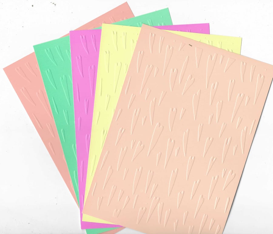 Embossed Paper. 5"x7". Hearts (3). Choice of Colour