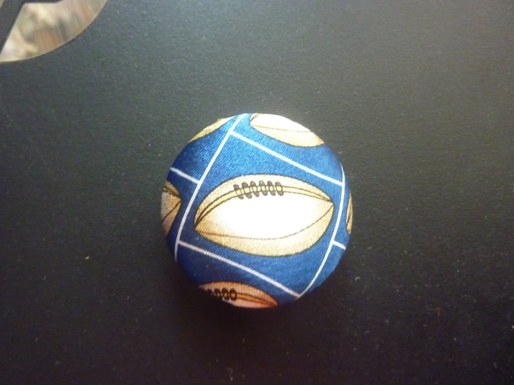 5 Rugby Or American Football Buttons Silk Upcycled 30mm Unique