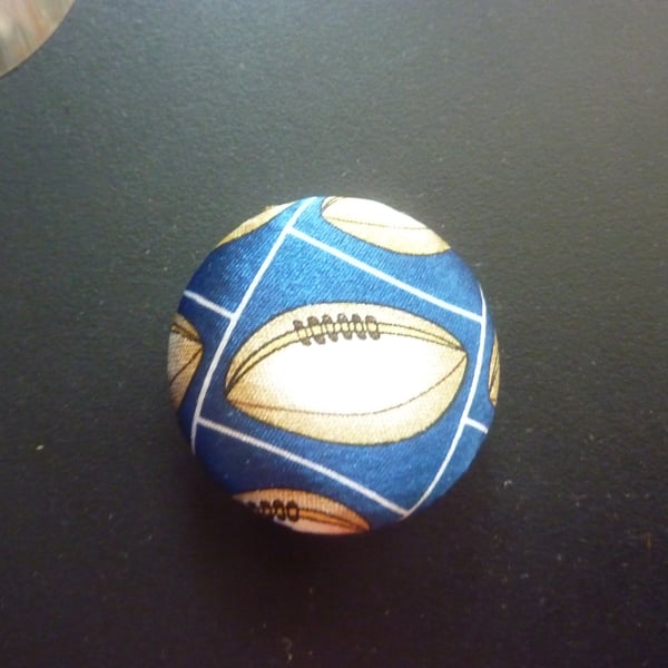 5 Rugby Or American Football Buttons Silk Upcycled 30mm Unique