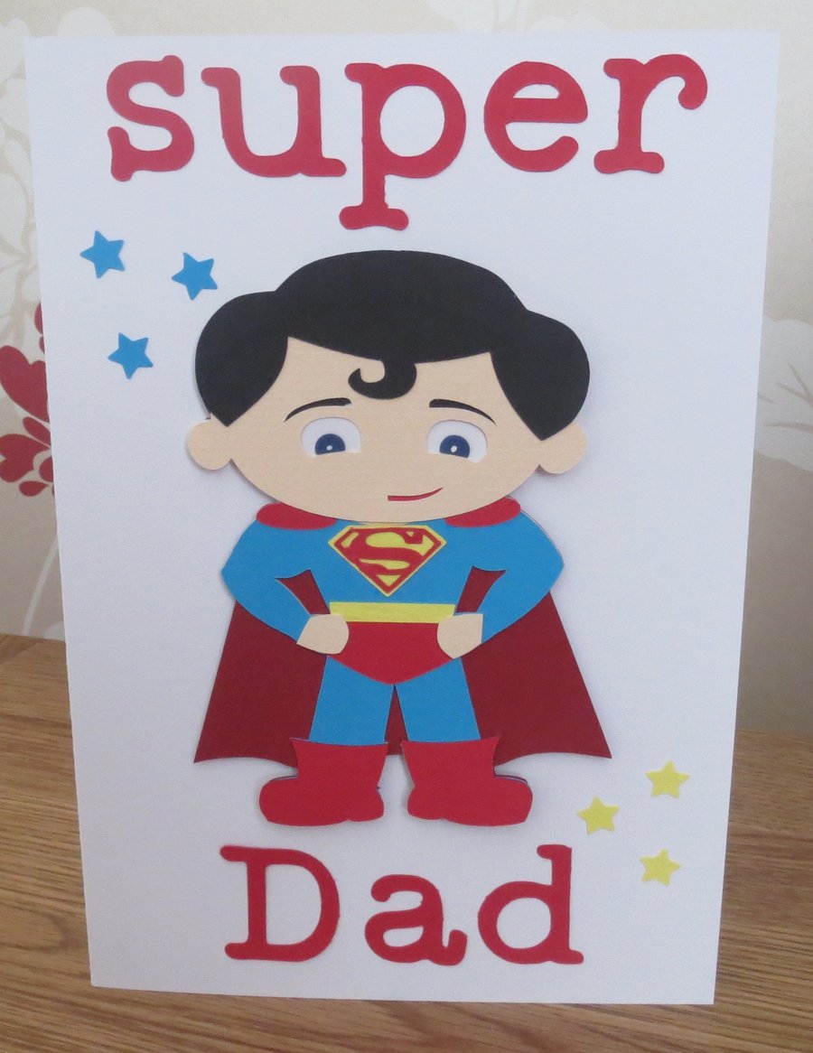 Superhero Fathers Day Handcrafted card made to order
