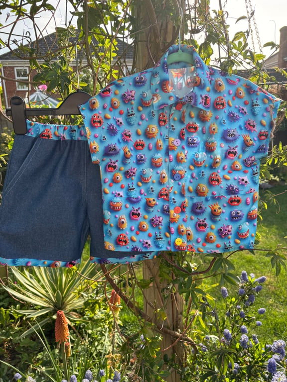 Cute Little Monsters Shirt and Shorts Set