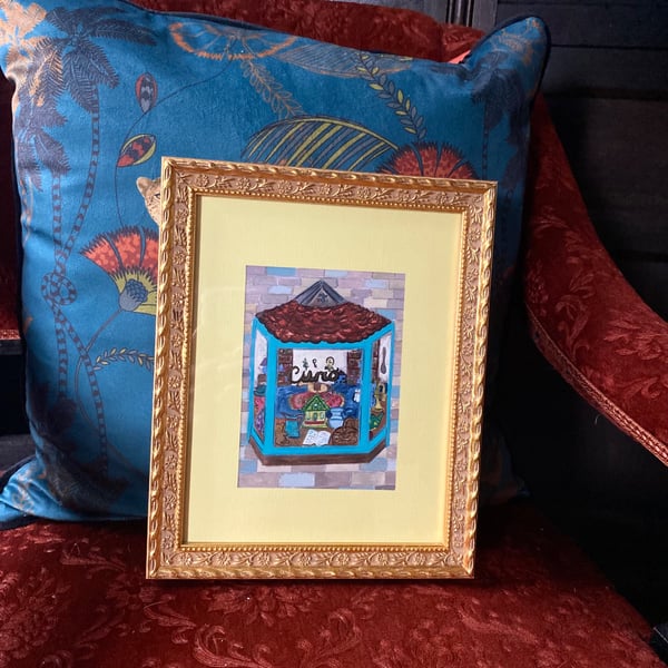 Curio Shop Window Painting - Framed in a Vintage Gilt Frame - original painting