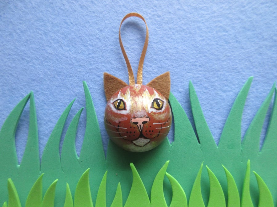 Ginger Cat Hanging Decoration Pet Bauble for Christmas Tree Home etc