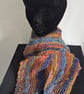 30..Hand Knitted Long Scarf. Multicoloured with Sparkle. 