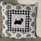 Scottie Dog Panel Applique Cushion