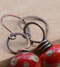 Red Lampwork Glass Bead & Copper Earrings - Image 3