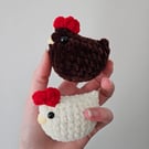 Crochet Chicken Plushie, Handmade Amigurumi Stuffed Toy for Gifts and Decor
