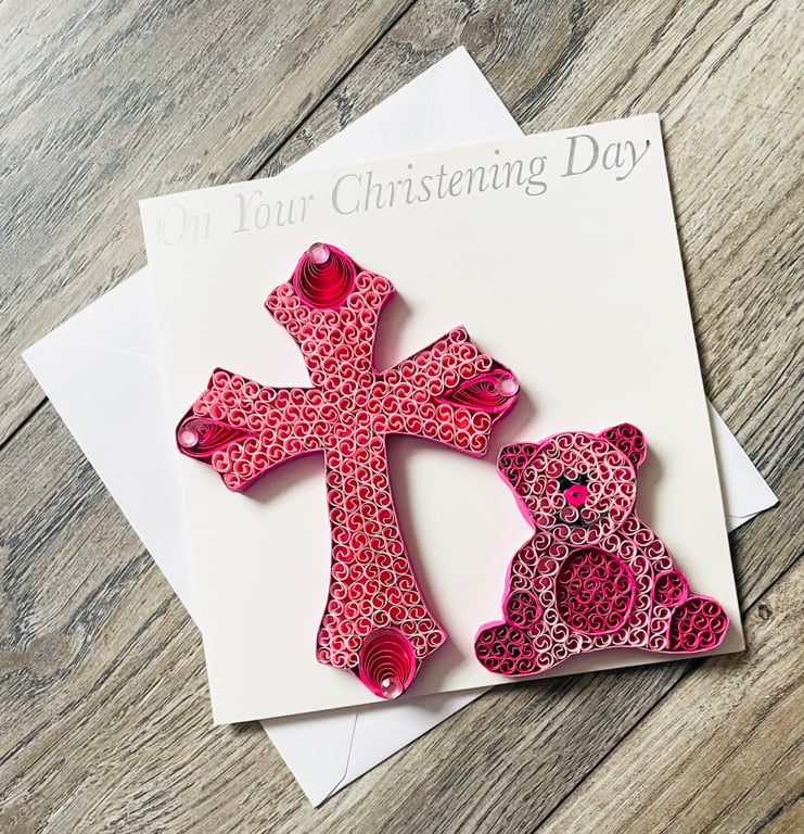 Stunning Handmade Quilled christening Card