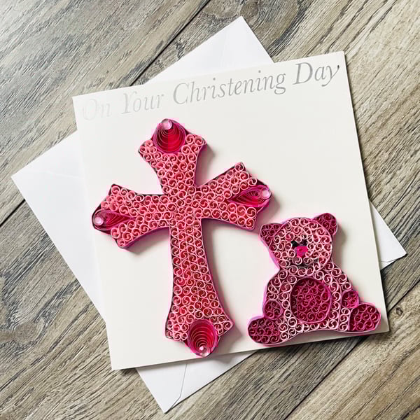 Stunning Handmade Quilled christening Card