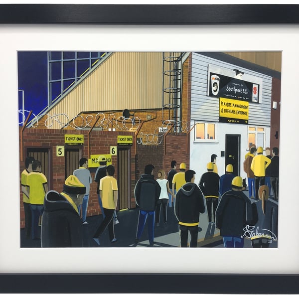 Southport F.C, Haig Avenue Stadium, High Quality Framed Football Art Print.