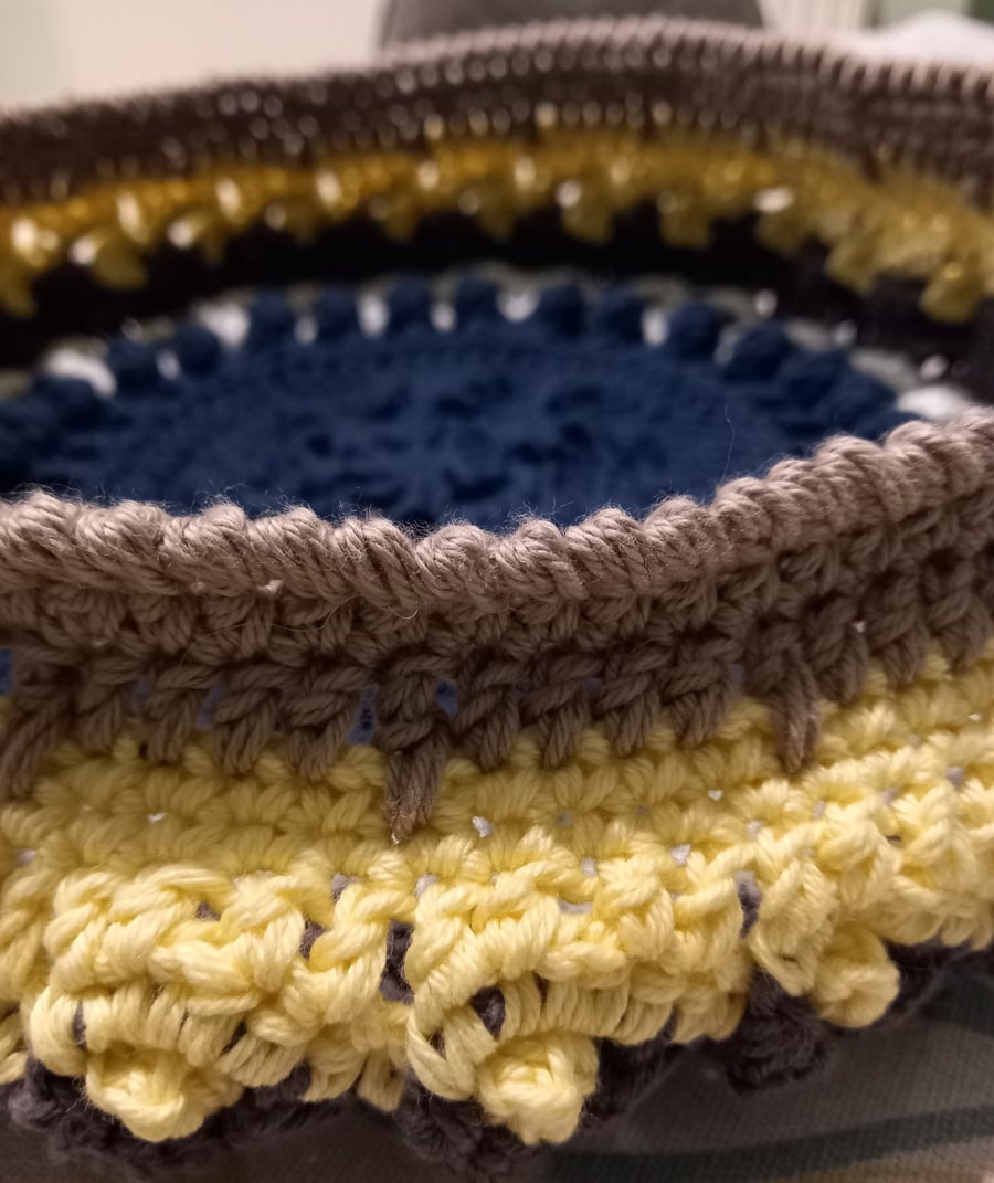 Medium sized Crochet basket with a vintage twist