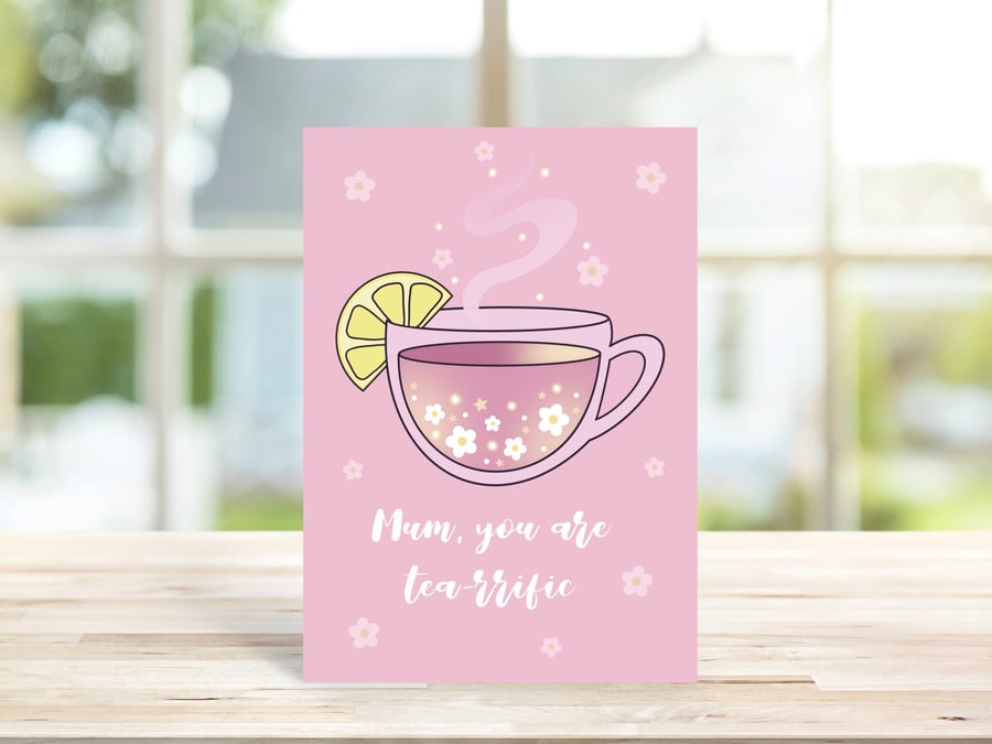Mum Cup Of Tea Birthday Card, Thank You Card Mum, Mother's Day.