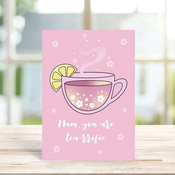 Mum Cup Of Tea Birthday Card, Thank You Card Mum, Mother's Day.