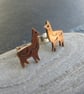 Alpaca stud earrings, Copper llama jewellery - Image 2