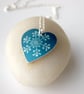 Christmas snowflake heart pendant in teal blue  - Image 4